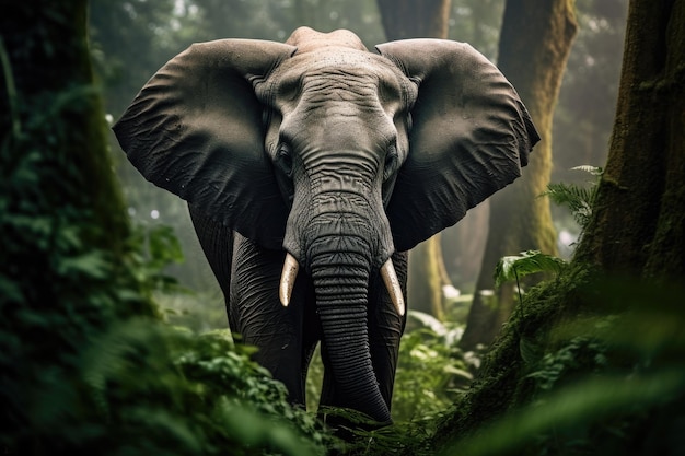 Adult African Elephants walking through the jungle