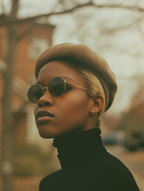 ブロンドのストレートヘアの成人の黒人女性 ヴィンテージイラスト