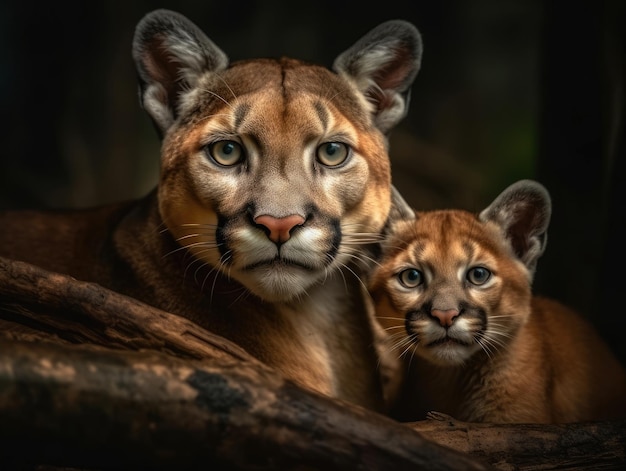 Adult Cougar with babies generative AI