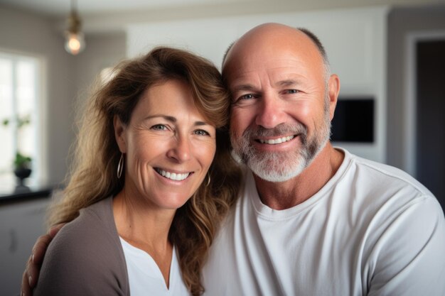 Photo adult couple happy expression at new home ai generated