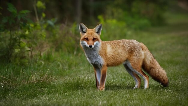 Adult fox on wild nature