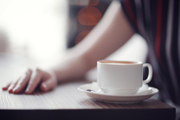 adult girl in a cafe