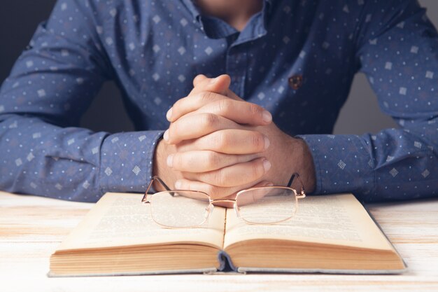 Adult guy reading a book