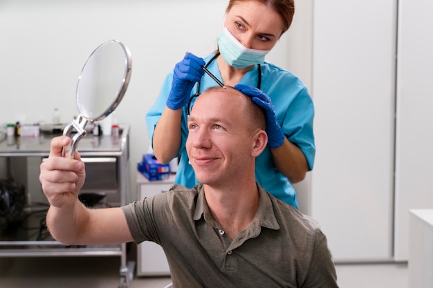 Adult male having balding problems