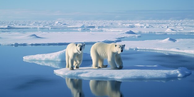 An adult male polar bear sits on the edge of the Norwegian Archipelago between mainland Norway and the North Pole