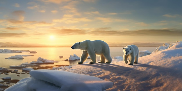 An adult male polar bear sits on the edge of the Norwegian Archipelago between mainland Norway and the North Pole