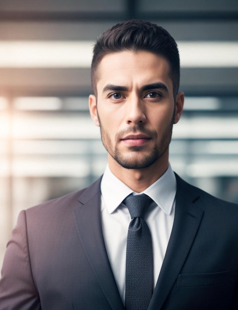 Adult man in black jacket stands in front of office