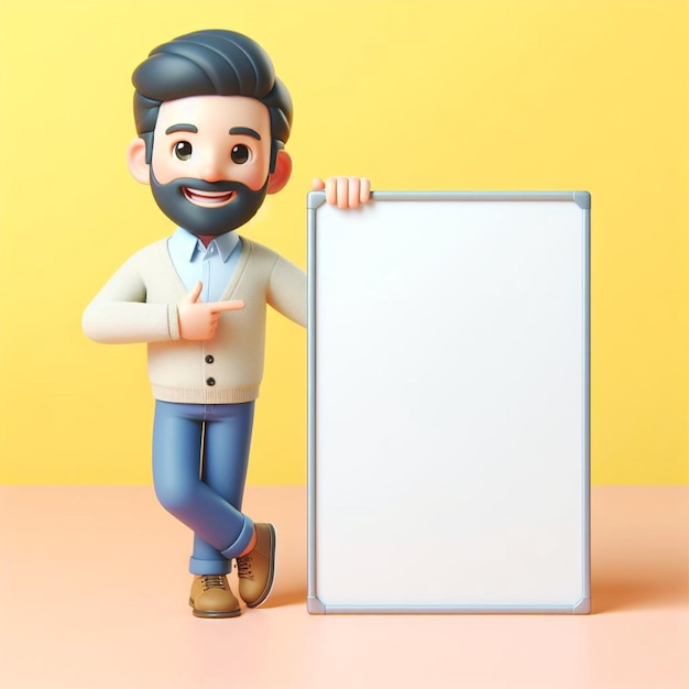 Photo an adult man is promoting a product happily 3d illustration