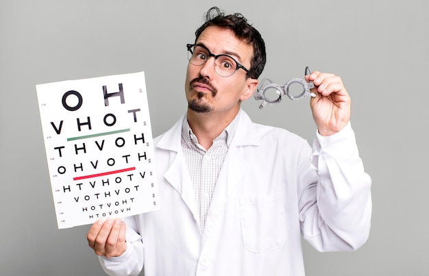 Adult man optical vision test concept