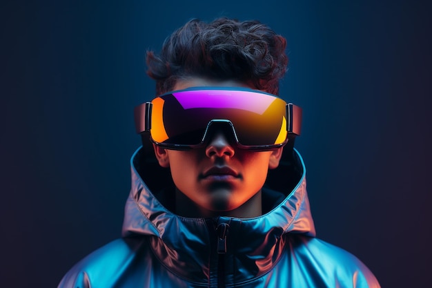 게임 및 교육용 VR 가상 현실 헤드셋 안경을 사용하는 성인 남자