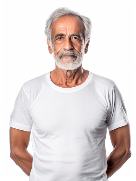 白い t シャツのモックアップ テンプレートを着た成人男性