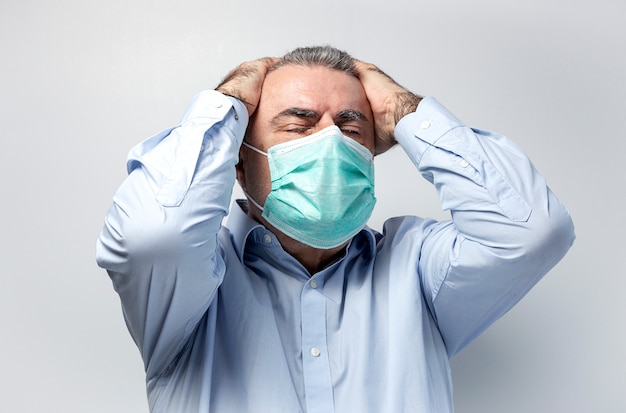 Adult man with protective mask for coronavirus