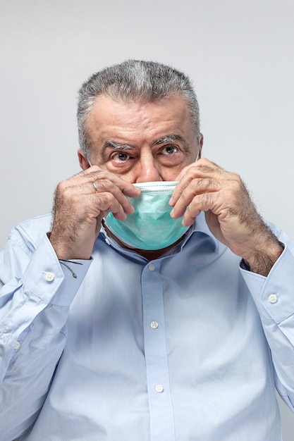 Adult man with protective mask for coronavirus