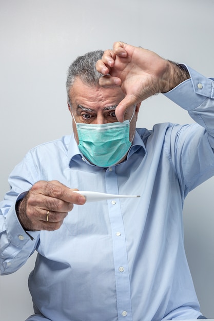 Adult man with protective mask for coronavirus