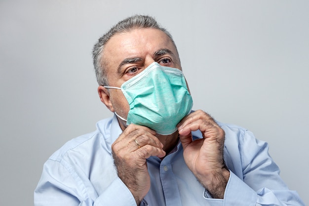 Adult man with protective mask for coronavirus