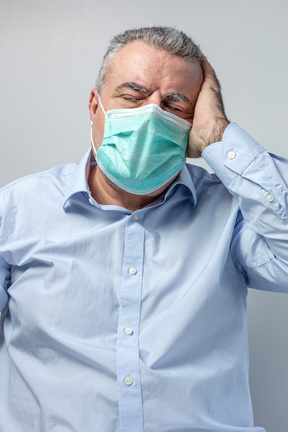 Adult man with protective mask for coronavirus