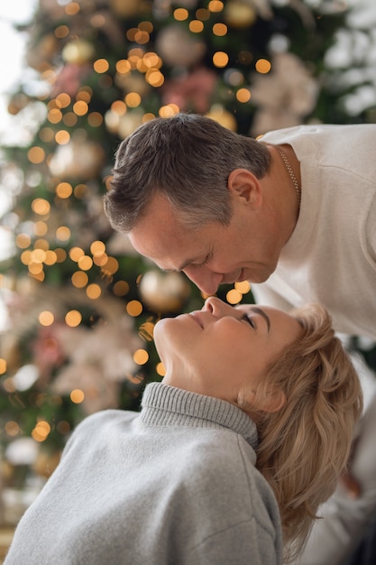 adult man and woman are going to kiss closeup