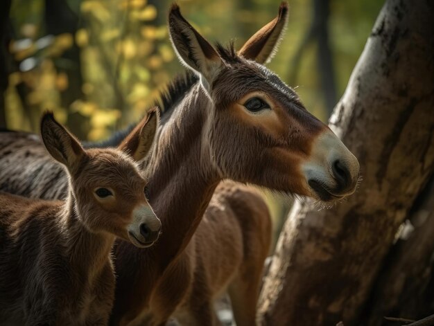 Adult Mule with babies generative AI