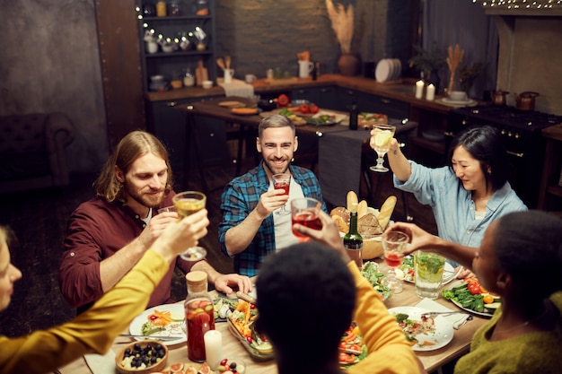 Adult People Enjoying Dinner Party