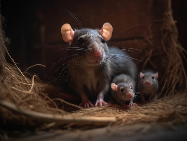 Adult Rat with babies generative AI