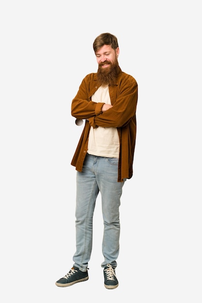 Adult redhead man full body isolated