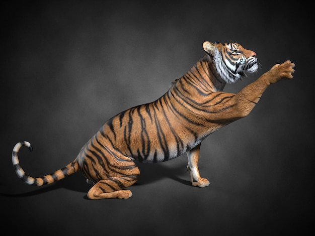 Photo adult tiger close-up. 3d illustration