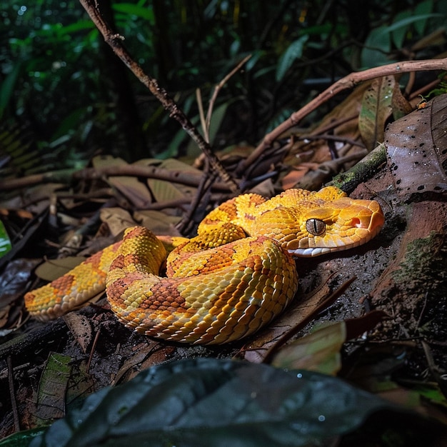 An adult venemous male Borneo temple viper Tropidolaemus subannulatus Bako National Park