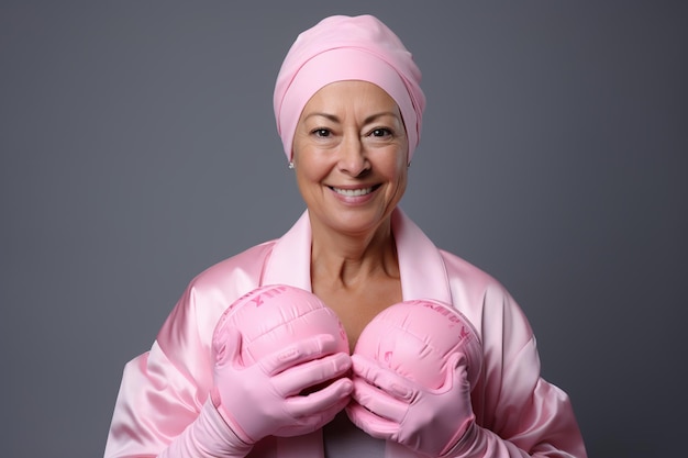 乳がんと戦う準備ができている成人女性 生成 AI