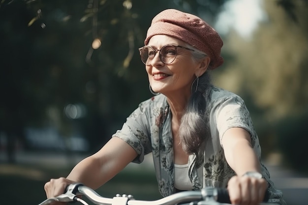 Adult woman senior bicycle Generate Ai