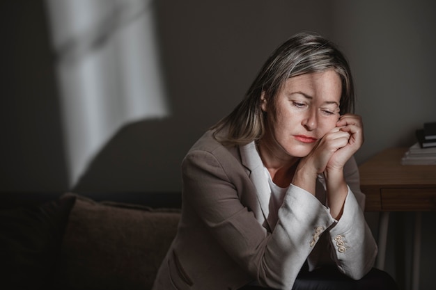 Donna adulta che sottolinea a casa