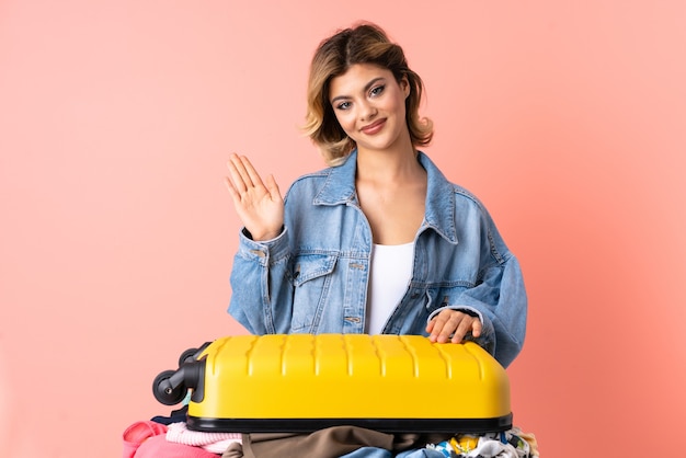 Adult woman with travel baggage