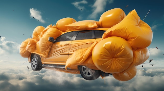 Photo advanced airbag systems for safety solid color background hyper real hd 4k