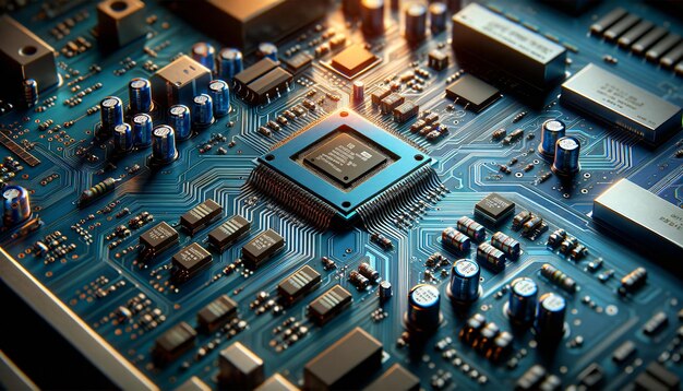 Advanced CPU Technology Microchip Processor Circuit Board Closeup HighTech Electronics