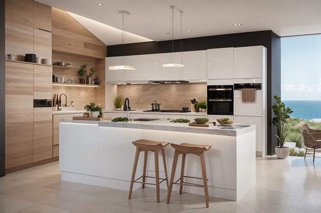 Advanced culinary a blend of function contemporary aesthetics and natures touch in kitchen design