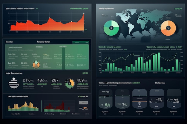 Photo advanced dashboard interface with multiple data visualizations