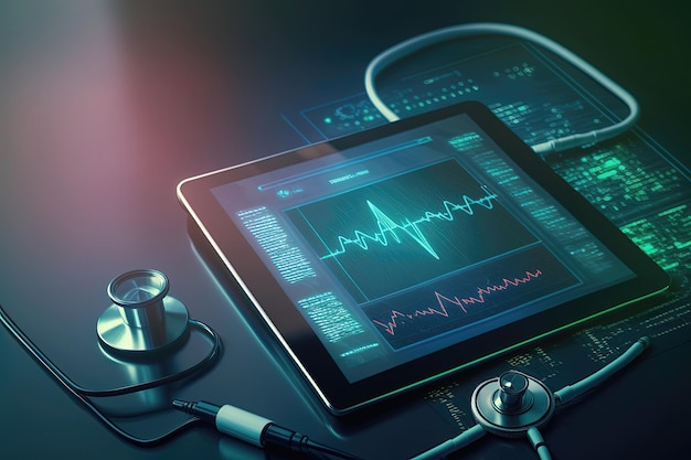 Photo advanced electronic stethoscope with its sleek design and modern features generative ai