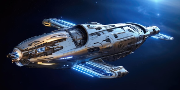 The advanced and futuristic exploratory science carrier spaceship Generative AI AIG27