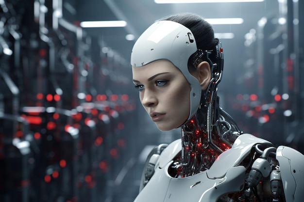 Advanced humanoid robots performing complex Generative ai