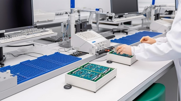 advanced manufacturing process technician testing communication device generative ai