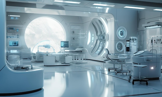 Advanced Medical Frontier Step into a futuristic laboratory or medical hospital room where cuttingedge technology and innovation redefine healthcare Generative Ai