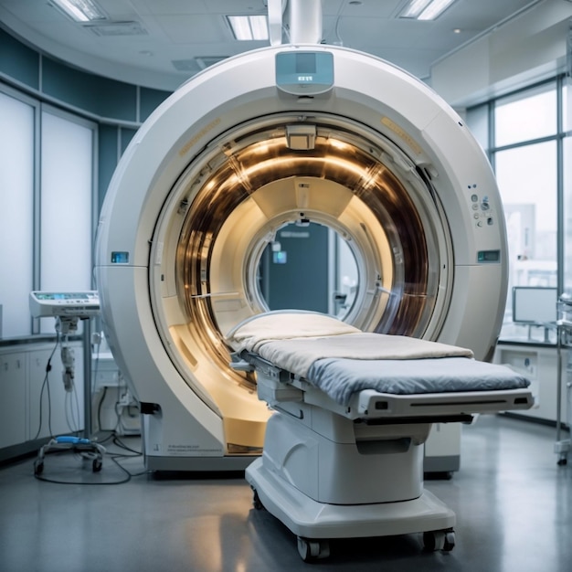 Advanced MRI or CT Scan medical diagnosis machine at hospital lab Generative Ai