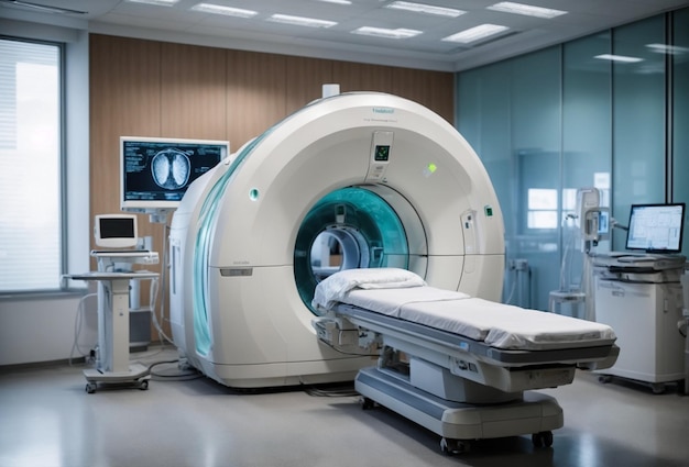 첨단 MRI 또는 CT 스캔 의료 진단 기계 병원 실험실에서 Generative Ai
