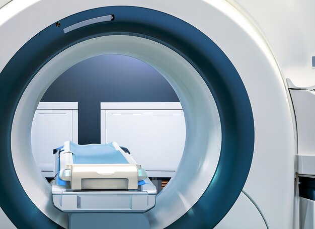 写真 医療用 mri または ct 検査装置は病院の研究室でコピースペースを備えた広いバナーとして使用されます