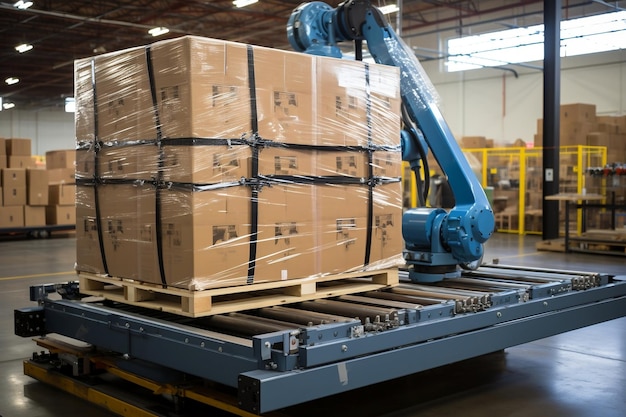 Advanced Palletizing Robot Securing Cargo AI