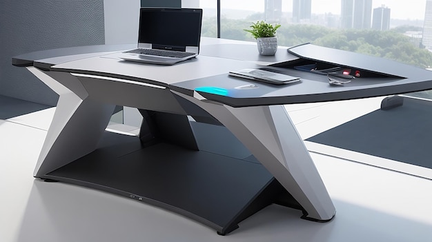 An Advanced PC Table for Futuristic Workspace with Integrated Technology and Ergonomic Brilliance