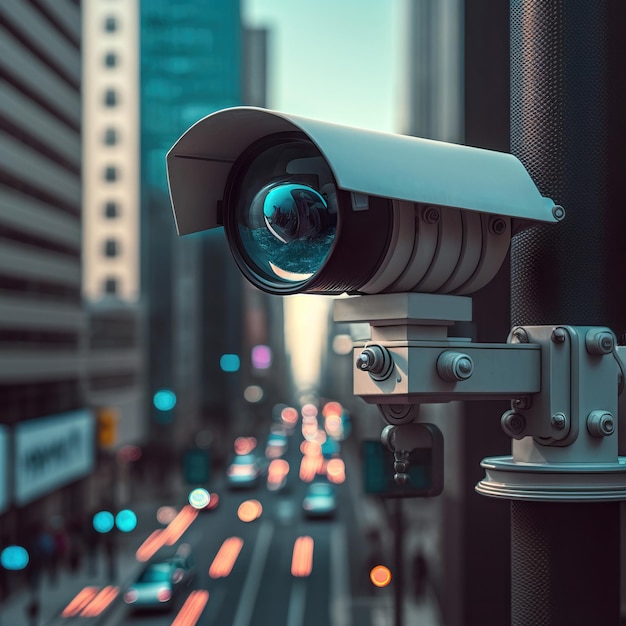 An advanced security camera provides constant surveillance over