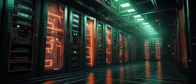 Усовершенствованная серверная комната с футуристической технологией