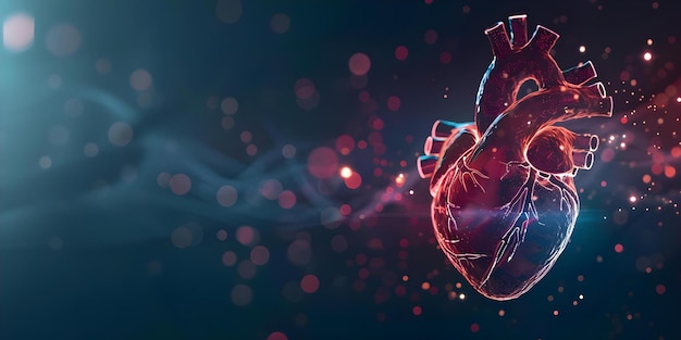 写真 ハートホログラム - 心臓病と心筋梗塞の検査結果を明らかにする技術 - 医療の先進的な技術 - 心臓ホログラムの概念 - 心臓疾患