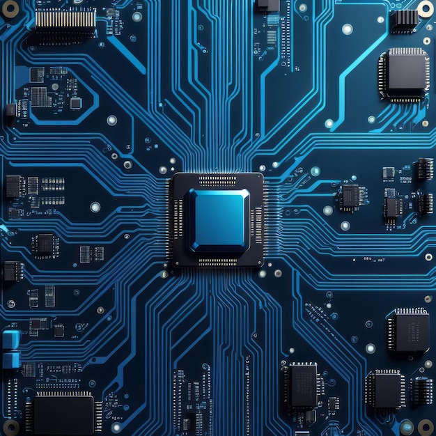 Advanced Technology Visualization Circuit Board CPU Processor Microchip Artificial Intelligence