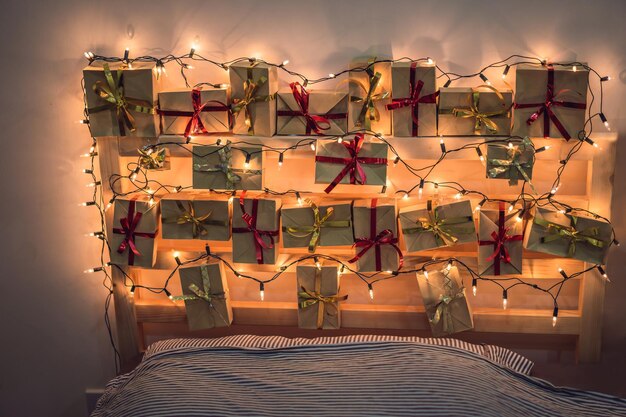 Advent calendar for the child on the headboard